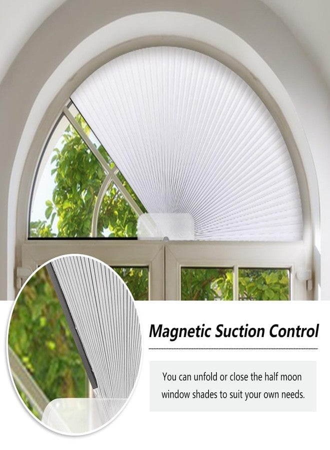 OUDUCK Arch Window Shades Blackout Half Circle Cellular Shades, Pleated Blinds Half Moon Window Shades for Semi Circle Windows, Easy Cut and Install, (Radius: 24", White) - Image 3